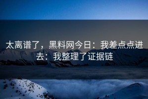 太离谱了，黑料网今日：我差点点进去：我整理了证据链
